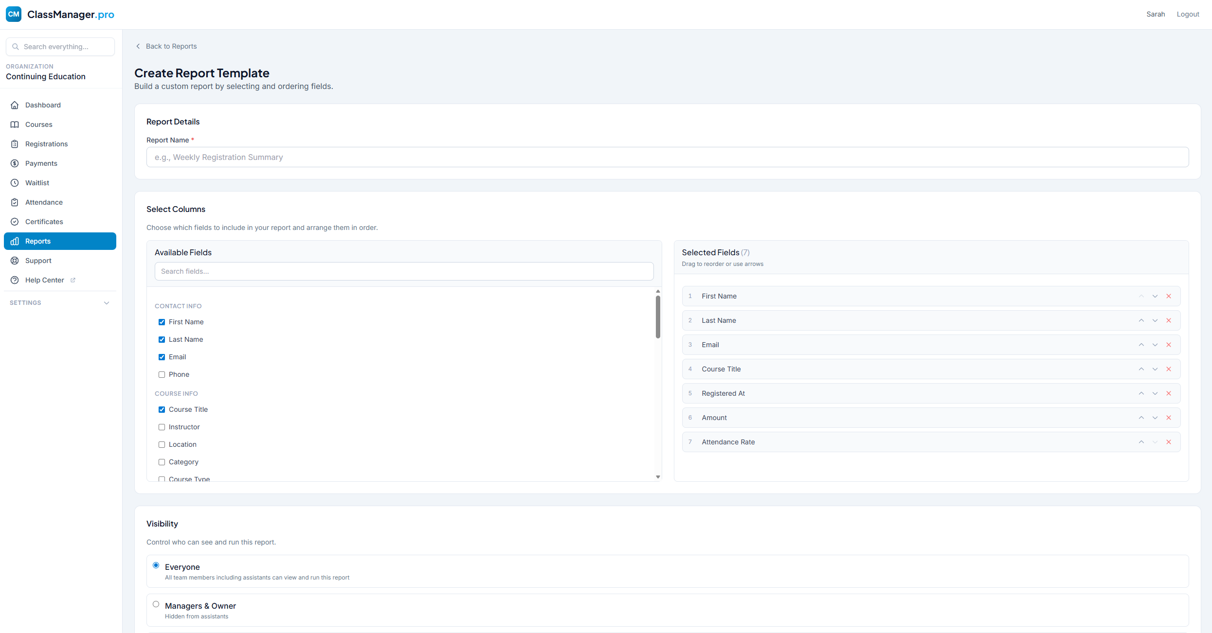 Create Report Template