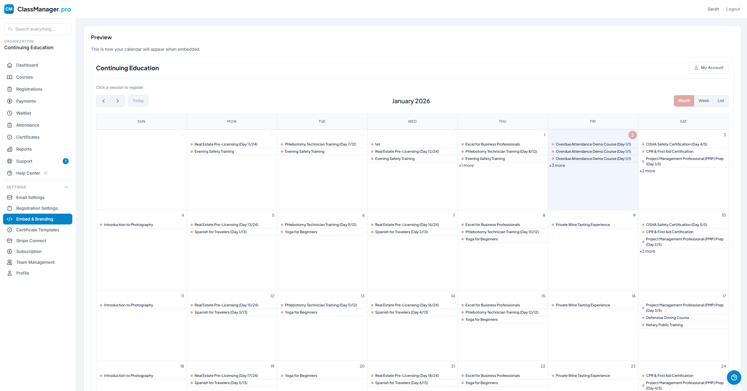 Embed & Branding Settings